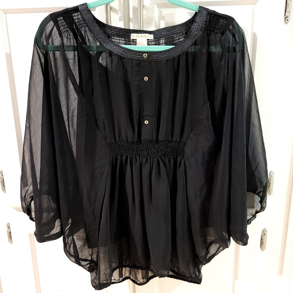 Sheer Black Blouse with Camisole by Isabella Rodriguez Sz Medium NWOT